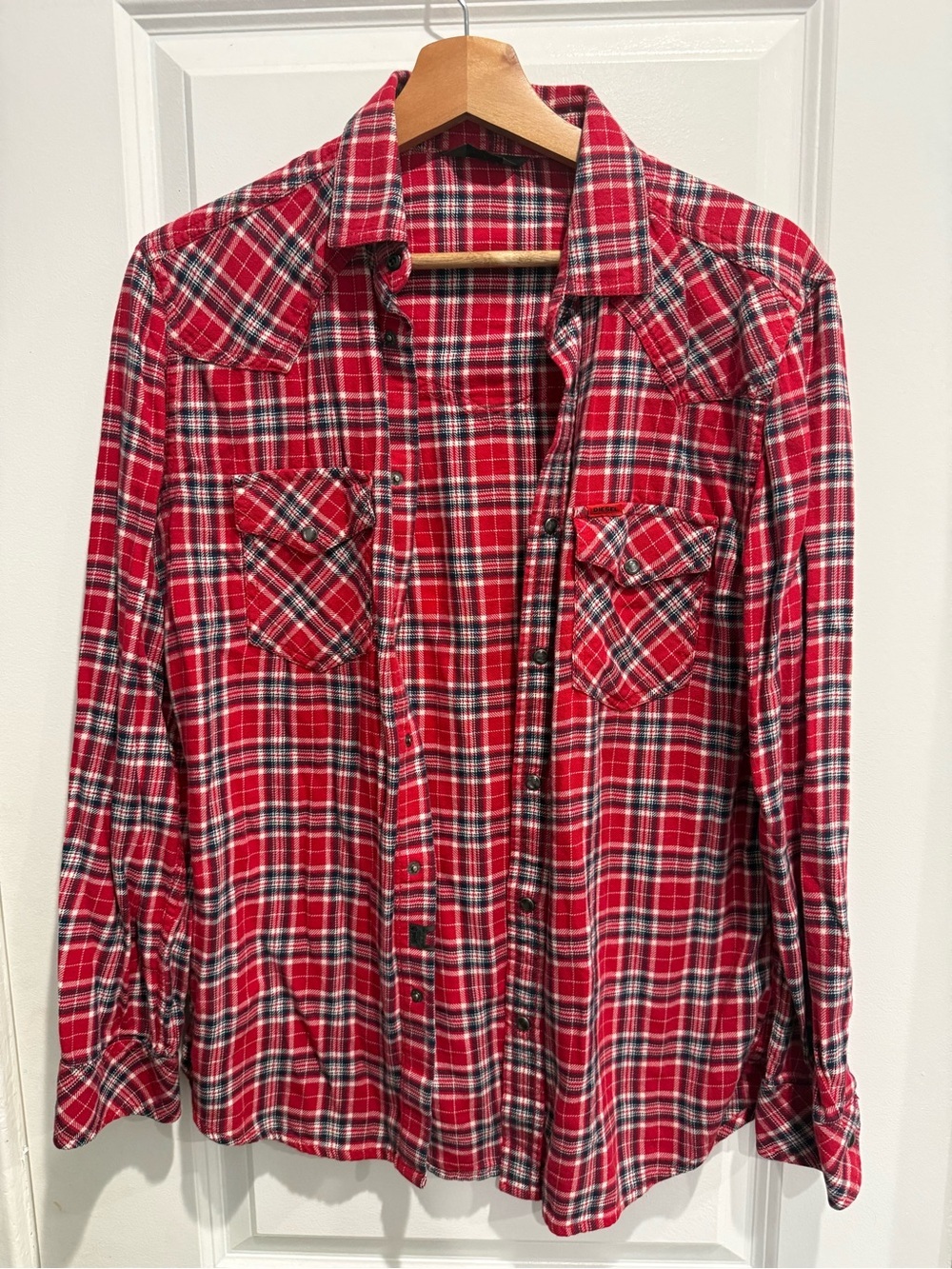Diesel Red Plaid Button-Up Shirt